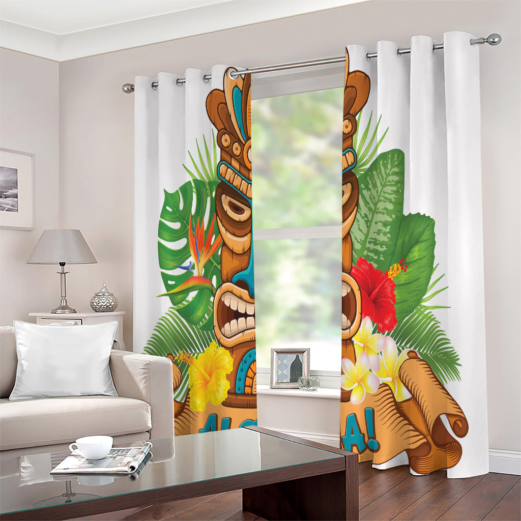 Aloha Tiki Print Extra Wide Grommet Curtains