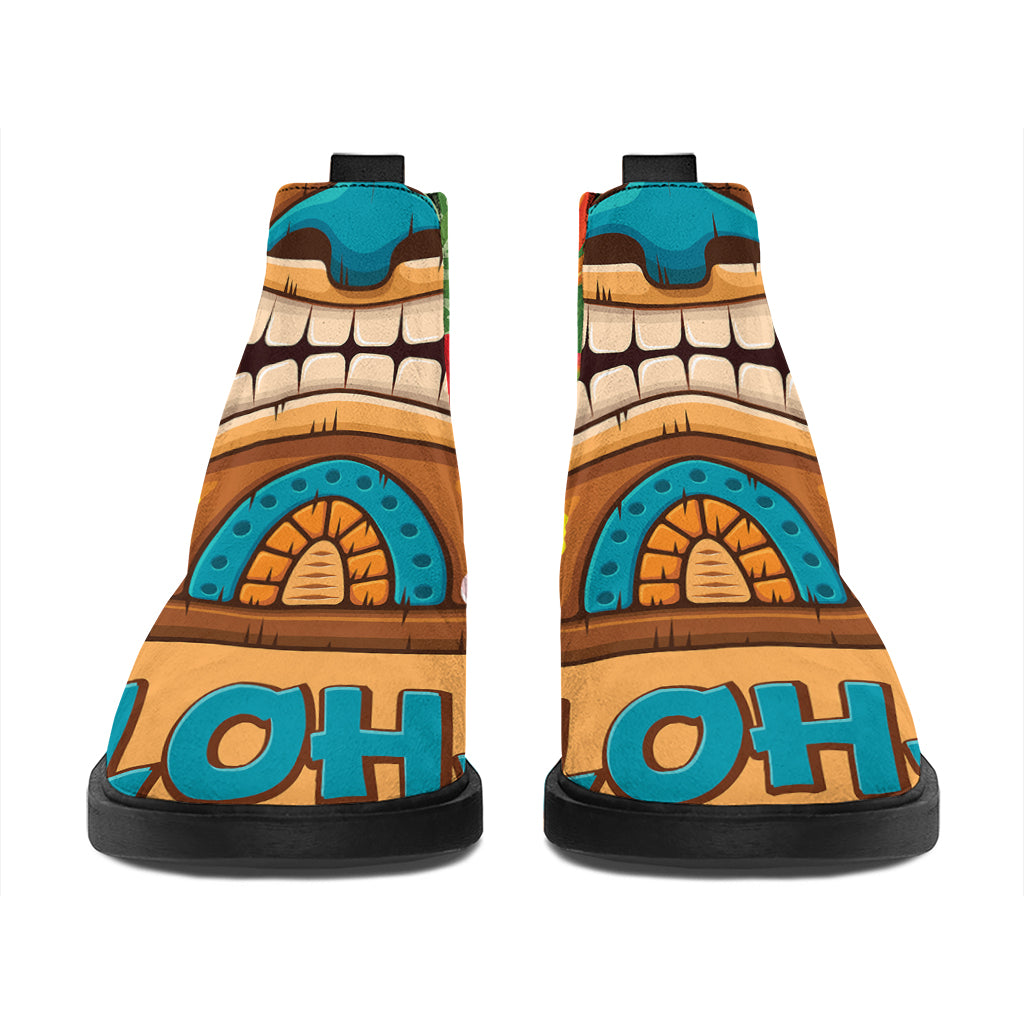 Aloha Tiki Print Flat Ankle Boots