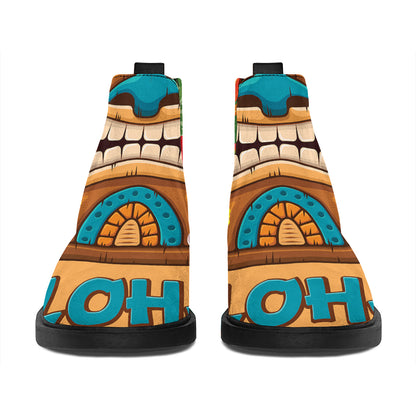 Aloha Tiki Print Flat Ankle Boots