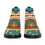 Aloha Tiki Print Flat Ankle Boots