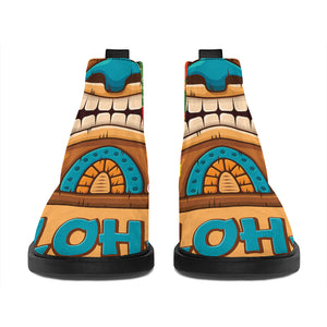 Aloha Tiki Print Flat Ankle Boots