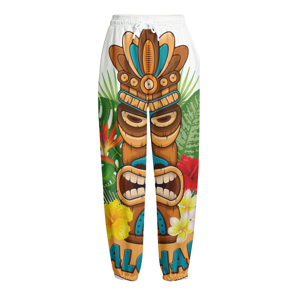 Aloha Tiki Print Fleece Lined Knit Pants