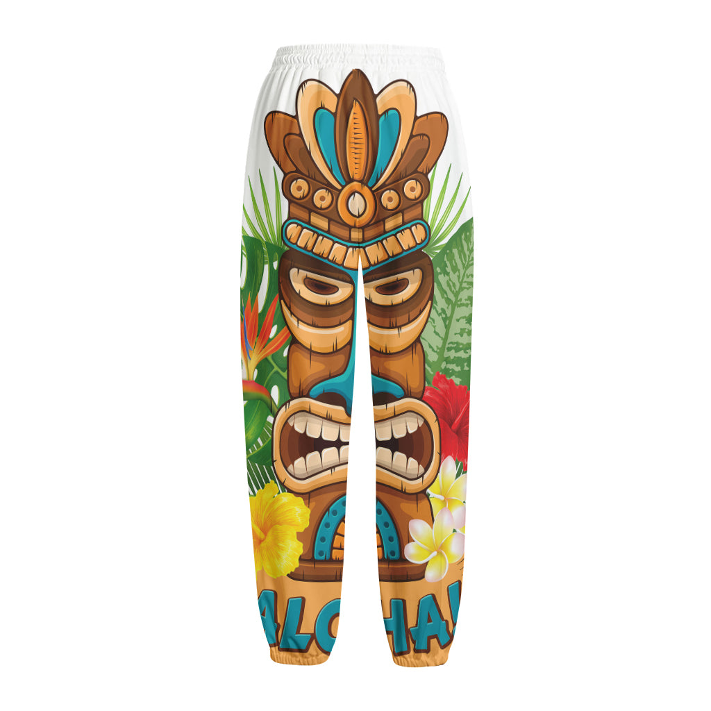Aloha Tiki Print Fleece Lined Knit Pants
