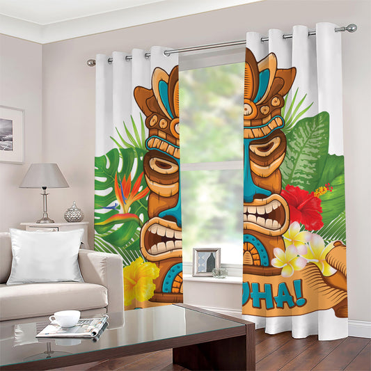 Aloha Tiki Print Grommet Curtains