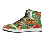 Aloha Tiki Print High Top Leather Sneakers