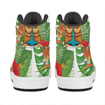 Aloha Tiki Print High Top Leather Sneakers