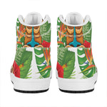 Aloha Tiki Print High Top Leather Sneakers