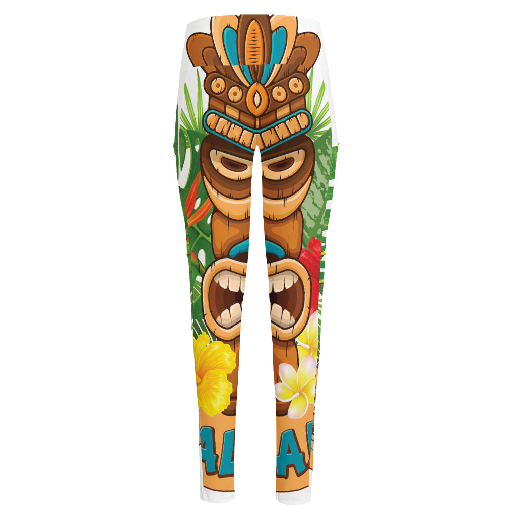 Aloha Tiki Print High-Waisted Pocket Leggings