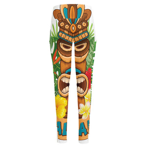 Aloha Tiki Print High-Waisted Pocket Leggings