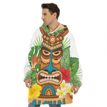 Aloha Tiki Print Hoodie Blanket