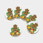Aloha Tiki Print Leather Coaster Set