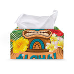 Aloha Tiki Print Leather Tissue Box Cover