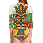 Aloha Tiki Print Long Sleeve Swimsuit