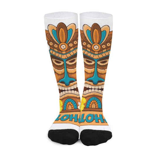 Aloha Tiki Print Long Socks