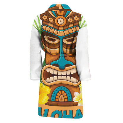 Aloha Tiki Print Men's Bathrobe