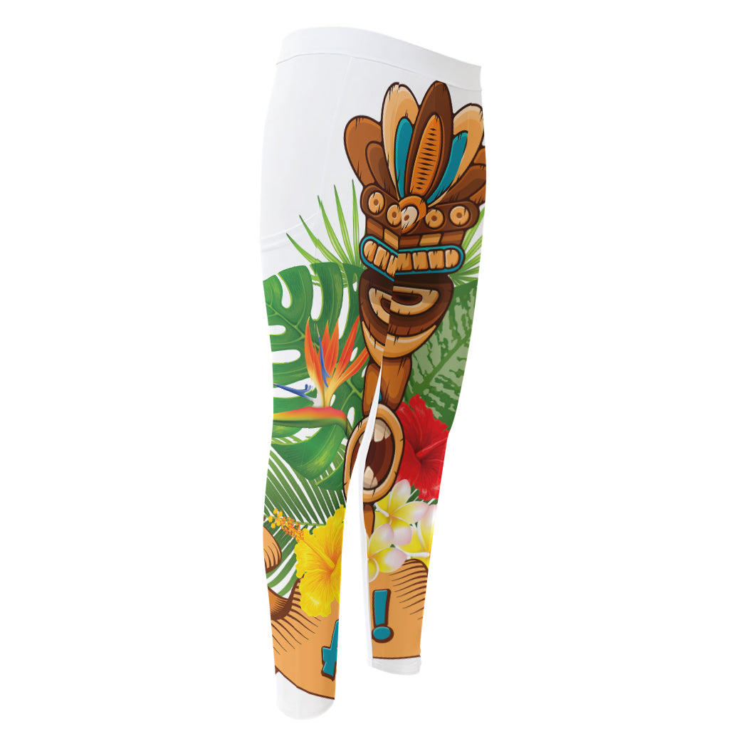 Aloha Tiki Print Men's Compression Pants