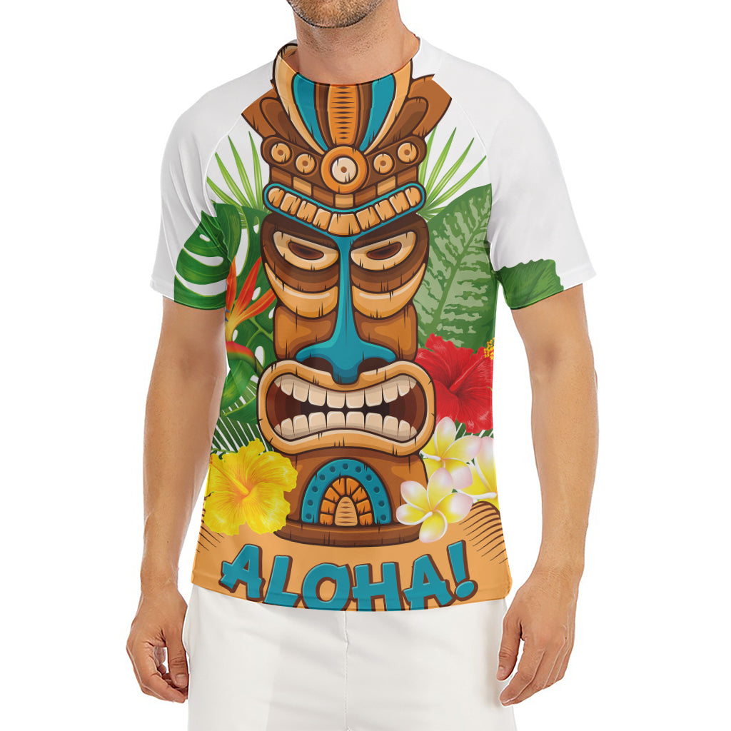 Aloha Tiki Print Men's Short Sleeve Rash Guard