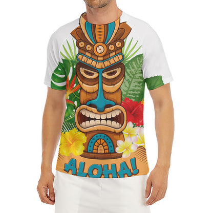 Aloha Tiki Print Men's Short Sleeve Rash Guard