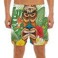 Aloha Tiki Print Men's Split Running Shorts