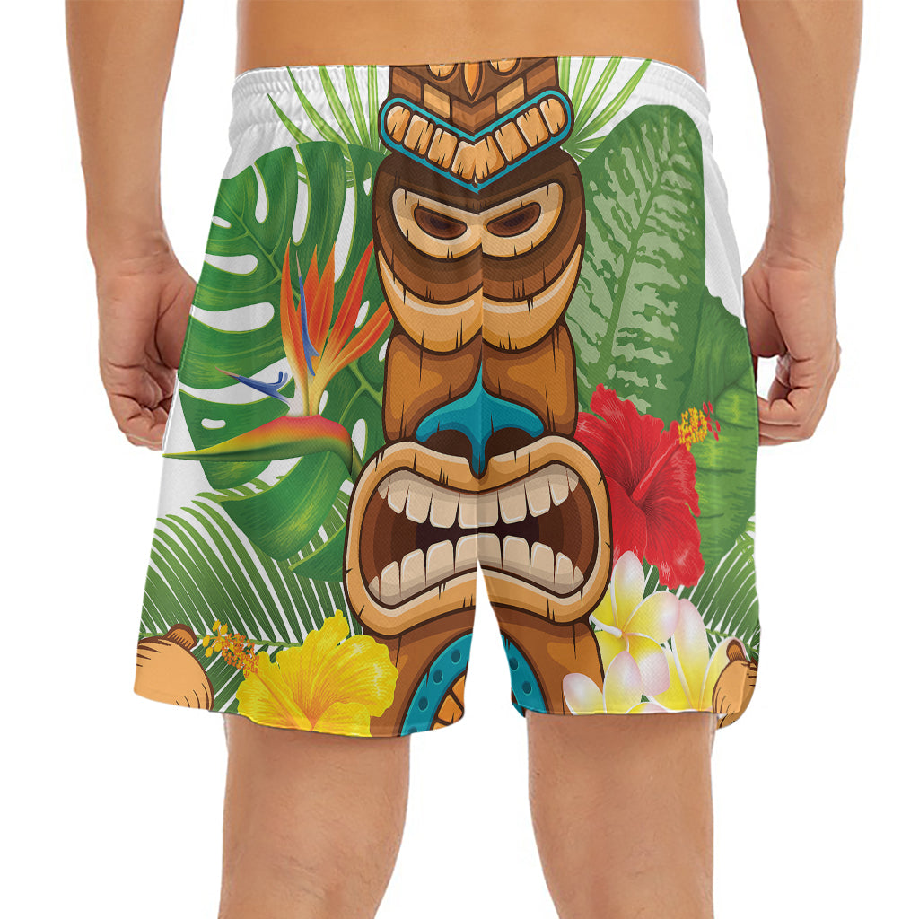 Aloha Tiki Print Men's Split Running Shorts