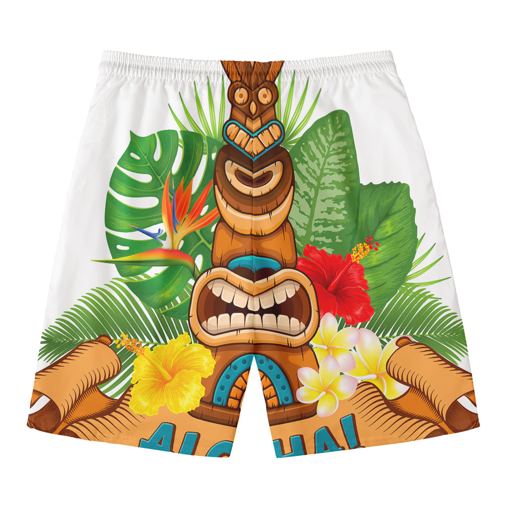 Aloha Tiki Print Men's Swim Trunks