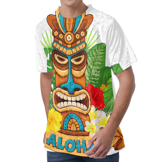 Aloha Tiki Print Men's Velvet T-Shirt