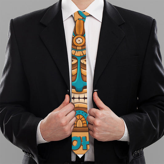 Aloha Tiki Print Necktie