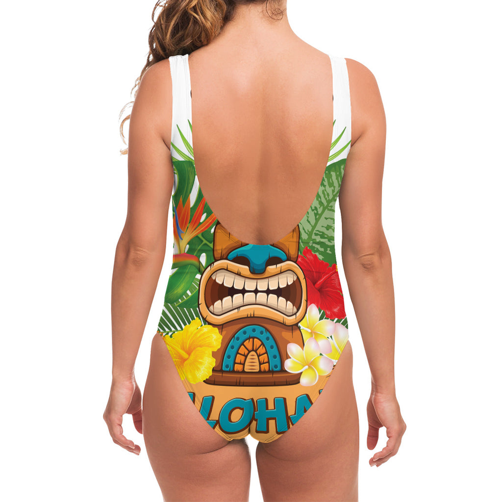 Aloha Tiki Print One Piece Swimsuit