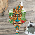 Aloha Tiki Print One Shoulder Bodysuit