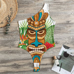 Aloha Tiki Print One Shoulder Bodysuit