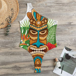 Aloha Tiki Print One Shoulder Bodysuit