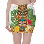 Aloha Tiki Print Pencil Mini Skirt