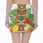 Aloha Tiki Print Pencil Mini Skirt