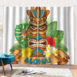 Aloha Tiki Print Pencil Pleat Curtains