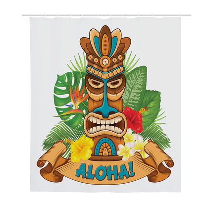 Aloha Tiki Print Polyester Shower Curtain