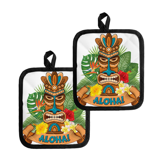 Aloha Tiki Print Pot Holders