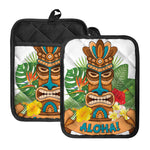 Aloha Tiki Print Pot Holders With Pocket
