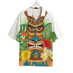 Aloha Tiki Print Rayon Hawaiian Shirt