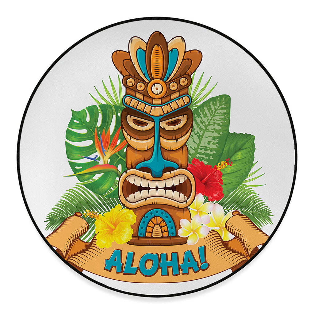 Aloha Tiki Print Round Floor Mat