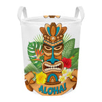 Aloha Tiki Print Round Laundry Basket