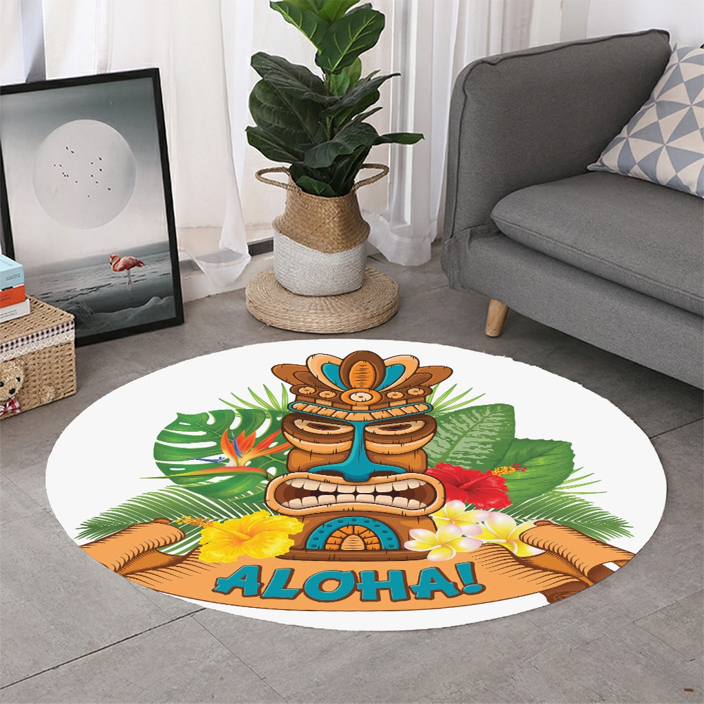 Aloha Tiki Print Round Rug