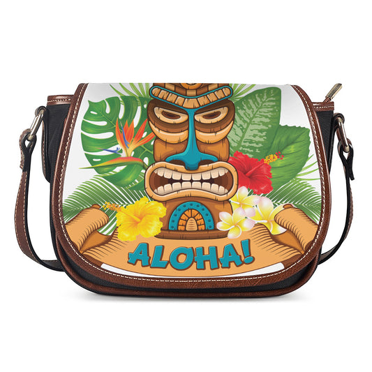 Aloha Tiki Print Saddle Bag