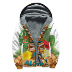 Aloha Tiki Print Sherpa Lined Zip Up Hoodie