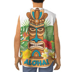 Aloha Tiki Print Sleeveless Baseball Jersey