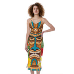 Aloha Tiki Print Slim Fit Midi Cami Dress