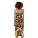 Aloha Tiki Print Slim Fit Midi Cami Dress
