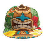 Aloha Tiki Print Snapback Cap