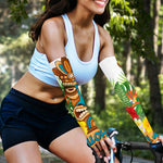 Aloha Tiki Print Sun Protection Arm Sleeves