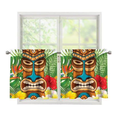 Aloha Tiki Print Tier Curtains