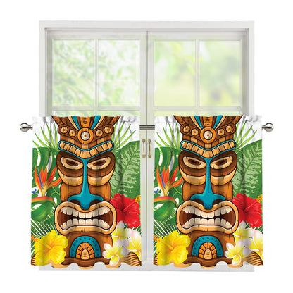 Aloha Tiki Print Tier Curtains